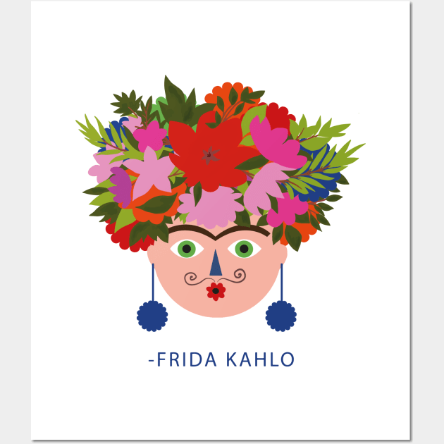 Cute colorful summer flowers frida kahlo feminist viva la vida women rights Wall Art by sugarcloudlb-studio